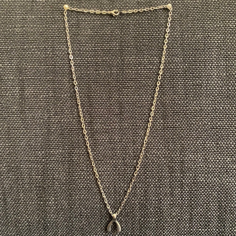 White gold wish bone necklace